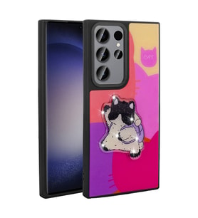 Lexroo Galaxy S22 Ultra Kılıf Parlayan Kabartmalı İkonik Figürlü Amas Silikon Kılıf - Mor