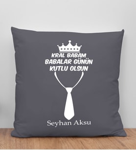 BK Gift Kişiye Özel İsimli Babalar Günü Tasarımlı Gri Kırlent Yastık-10, Babaya Hediye, Ev Dekorasyonu, Babalar Günü Hediyesi