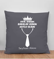 BK Gift Kişiye Özel İsimli Babalar Günü Tasarımlı Gri Kırlent Yastık-10, Babaya Hediye, Ev Dekorasyonu, Babalar Günü Hediyesi