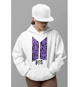 BTS Müzik Grubu Baskılı Unisex Oversize Hoodie