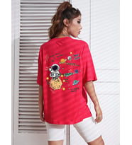 Unisex Galaksi Tasarım Basklı Tshirt (A.Kırmızı)