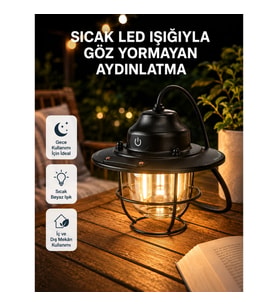 Mey İthalat® Taşınabilir Retro Çam Konisi Kamp Lambası Gece Işığı Su Geçirmez