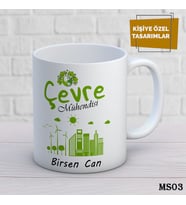 Kişiye Özel Meslek Temalı Kupa  İsimli & Fotoğraflı Premium Hediye Bardak Çevere Mühendisi