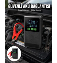 12.000 mAh Şarjlı Araç Akü Takviye ve Işıklı Hava Kompresörü Yeni Nesil