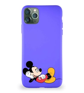 Apple iPhone 11 Pro Max Soft Premier Kapak Mickey Mouse-F Tasarımlı Silikon Kılıf - Mor (Şeffaf)
