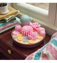 Mumelia Candles Mini Çöl Serası - Doğal Soya Akasya Tabak Tasarım Dekoratif Mum