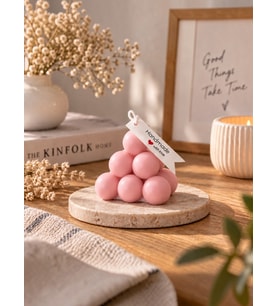 Mumelia Prizma Bubble - Doğal Soya Blok Dekoratif Mum - Pembe