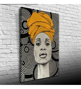 Afrika Yerli Kadın Görseli gri ve siyah Tonlarda Kanvas Tablo 50 x 70