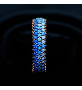 Nano Taşlı Rose Kaplama 3 Sıra Tamtur Gümüş Yüzük