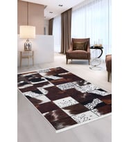 Dijidekor Halı Kahverengi DR01 Yıkanabilir Saçaklı Kesme İnce Yolluk Kilim Salon Halısı Modelleri