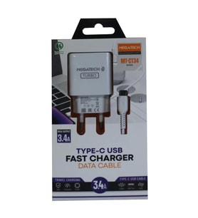 Megatech CC-03 (MT-Ct34 )3.4A Type-C Usb Kablo+ Ev Şarj Adaptör Hızlı Şarj