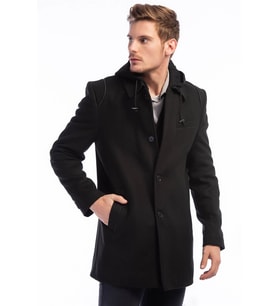 PLT8335 DEWBERRY ERKEK PALTO-SİYAH