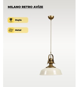 Milano Retro Avize Beyaz / Metal - E27 Duylu