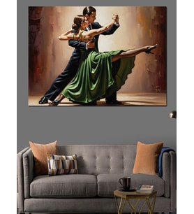 Tango Yapan Dansçı Çift Dekoratif Kanvas - Mdf Ahşap Tablo