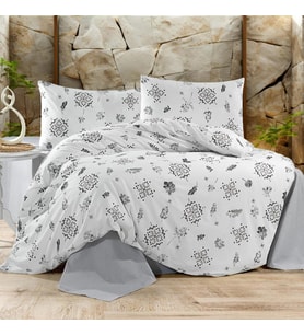 Keep London Home Series Natural Cotton(Doğal Pamuk) Tek Kişilik Nevresim Takımı-Gri (Desenli)