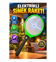 Elektrikli Sinek Raketi – Yüksek Voltajlı, 3 Katmanlı Koruyucu Izgaralı, Taşınabilir