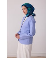 Geometrik Desen %100 Twill İpek Eşarp BE19