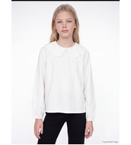 LCW Kids Beyaz Bebe Yakalı Nakışlı Kız Çocuk Tişört