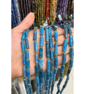Apatit Taşı Silindir Kesim 7x27mm Doğal Taş Dizi