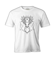 Deer Under Moon Beyaz Erkek Tshirt