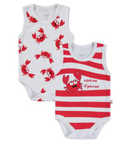 Civil Baby Yengeç Baskılı 2'li Set 3-18 Ay Çıtçıtlı Badi - Beyaz