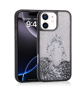 Apple iPhone 12 Kılıf Sıvılı Simli Şeffaf Arka Yüzey Zore Keto Silikon Kapak