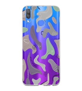 Huawei Y9 2019 Uyumlu Kapak Abstrackt Tasarımlı Şeffaf Silikon Kılıf