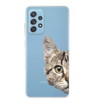 Samsung Galaxy A52 Uyumlu Kapak Catface Tasarımlı Şeffaf Silikon Kılıf