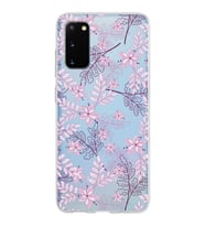 Samsung Galaxy S20 Kapak Floral Pudra Tasarımlı Şeffaf Silikon Kılıf
