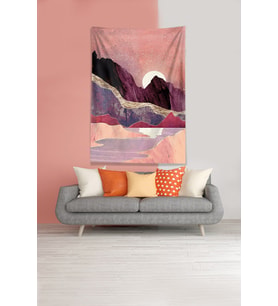 Kızıl Ayın Serüveni Leke Tutmaz Kadife Kumaş Duvar Örtüsü Duvar Halısı Tapestry (Mor)