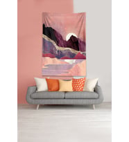 Kızıl Ayın Serüveni Leke Tutmaz Kadife Kumaş Duvar Örtüsü Duvar Halısı Tapestry (Mor)