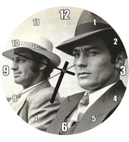 Cakatablo Jean Paul Belmondo ve Alain Delon Siyah Beyaz Duvar Saati