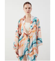 LCW Modest Karışık Şal Yaka Desenli Oversize Kadın Kimono