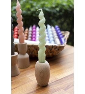 Spiral Açık Yeşil Şamdan Mum 17 Cm