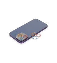 Newface Apple iPhone 12 Pro Max Renkli Kamera Lens Koruma Cam - Pembe-Mavi