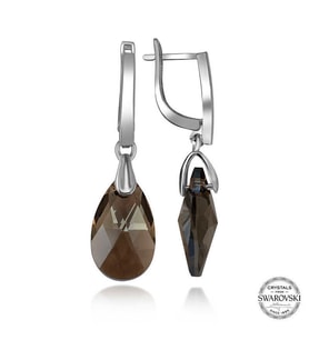 Swarovski Crystal Taşlı Gümüş Damla Sallantılı Kadın Küpe