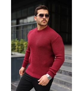 Erkek Bisiklet Yaka Örme Kazak (A.Bordo)