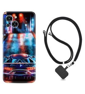 Reeder S23 Max Pro Kılıf Silikon Boyun Askılı İpli Desenli Silikon Neon Cars 1724