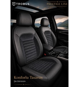 Hyundai i20 2008 ve Sonrası Ortopedik Tay Tüyü Koltuk Kılıfı Prestige Line Siyah Beyaz