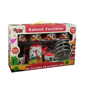 14 Parça Desenli Metal Çay Kahve Seti