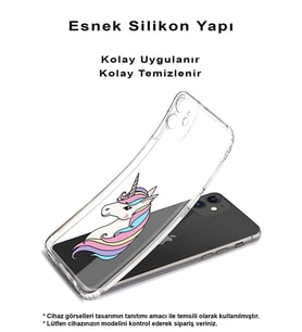 PrintiFy Samsung A06 Uyumlu Kamera Korumalı Unicorn Tasarımlı Şeffaf  Silikon Kılıf