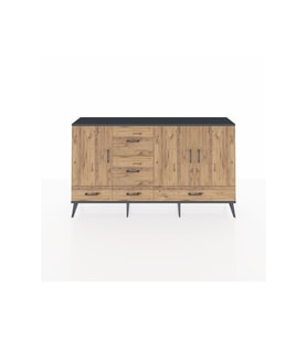 Arges Konsol 4 Raflı 5 Çekmeceli 3 Kapaklı 176x30x99 Antrasit-Çam