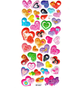Işıltılı Sticker Kabartmalı Stiker Defter Planlayıcı Etiket (Dfh027)-18x9cm- Kalp Renkli