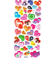 Işıltılı Sticker Kabartmalı Stiker Defter Planlayıcı Etiket (Dfh027)-18x9cm- Kalp Renkli