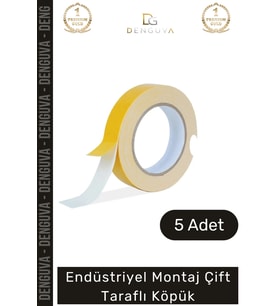 #KöpükBant Çift Taraflı Güçlü Yapışkanlı Sabitleyici Endüstriyel Montaj Köpük Bant 10mt - 5 Adet