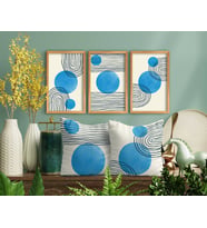 BK Home Dekoratif 3’lü Retro Ahşap Tablo ve Tasarım 2’li Yastık Seti