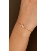 Zirkon Taşlı Rose Kutup Yıldızı Minimal  Gümüş Bileklik