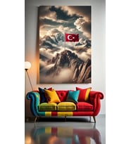 EZAN DİNMEZ BAYRAK İNMEZ V3 Ev Duvar Salon Güzellik Salonu Ofis Dükkan Dekarasyon Kanvas Tablo (Çok Renkli)