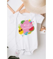 Hello Summer Özel Tasarım Bebek Zıbın Pamuklu Çıtçıtlı Body