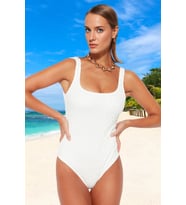 Mayo Swimsuit Banyo Kıyafeti Yüksek Konfor Plaj Mayosu Havuz Ergonomik Kesim (Ekru)